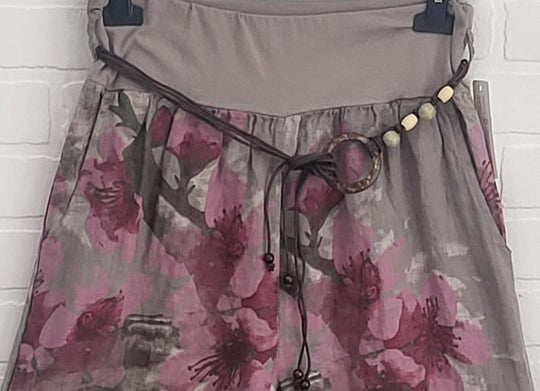 Cherry Blossom Linen Palazzo Pants