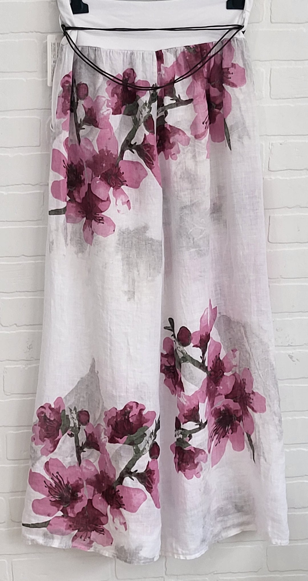 Cherry Blossom Linen Palazzo Pants
