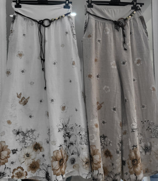 Verona Bloom Linen Palzzo Pants