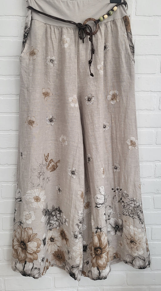 Verona Bloom Linen Palzzo Pants