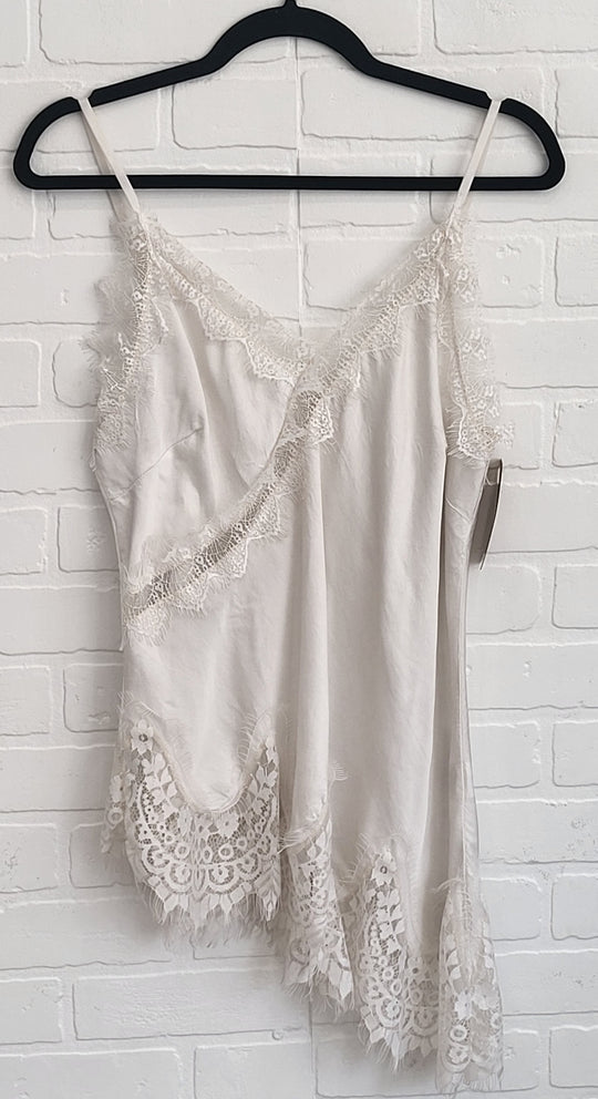 Satin Tank Asymmetrical Lace Bottom