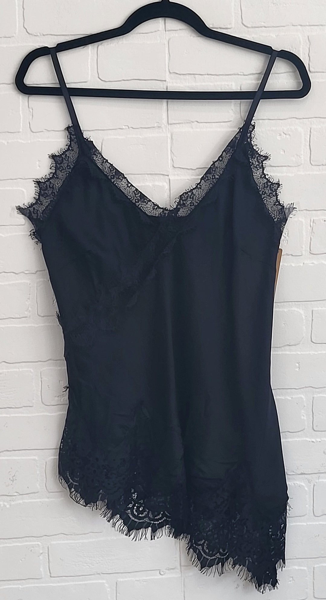 Satin Tank Asymmetrical Lace Bottom