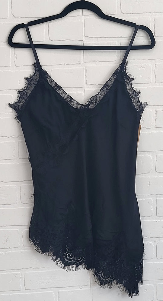 Satin Tank Asymmetrical Lace Bottom