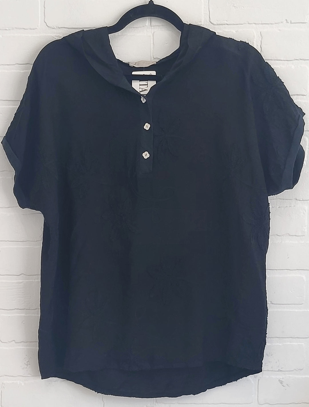 Capri Embroidered Cotton Hoodie Top