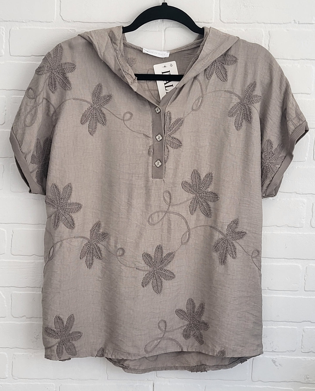 Capri Embroidered Cotton Hoodie Top