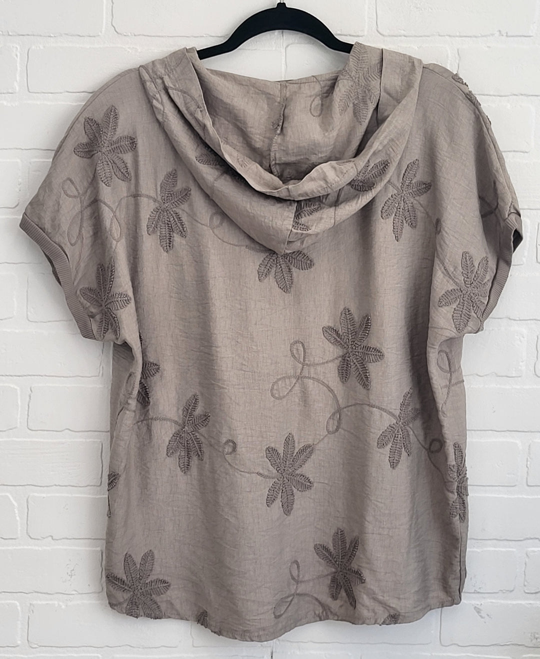 Capri Embroidered Cotton Hoodie Top