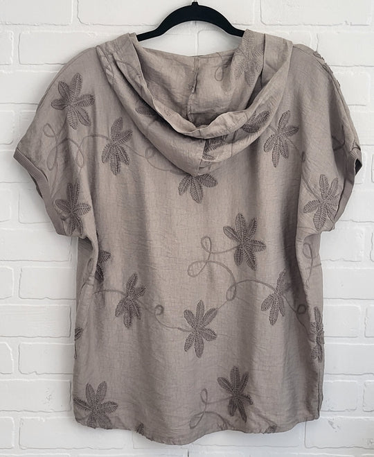 Capri Embroidered Cotton Hoodie Top