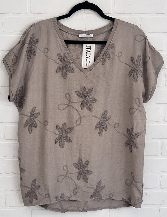 Capri Bloom Embroidered Top