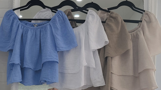 Loose Ruffle  Linen Top