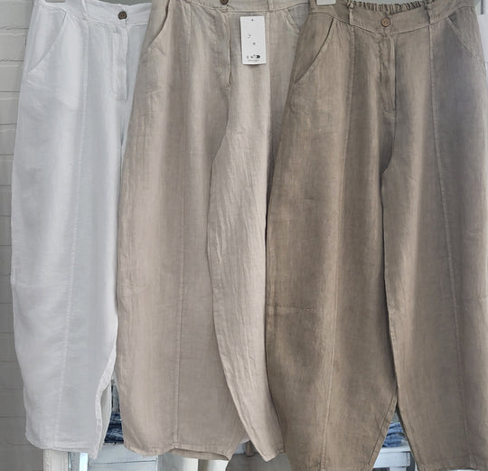 Linen Barrel Pants
