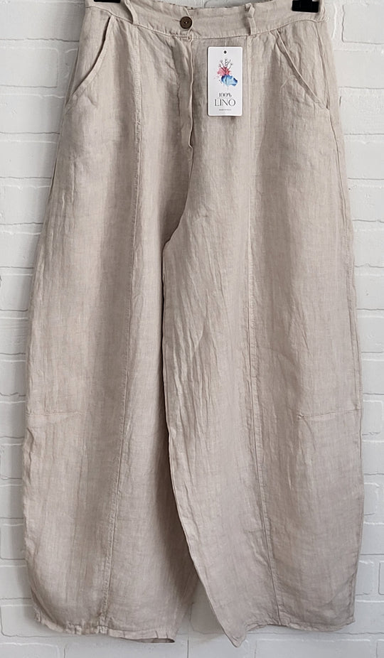 Linen Barrel Pants
