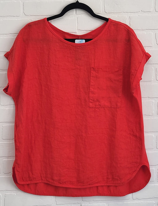 Linen Tee With Pocket