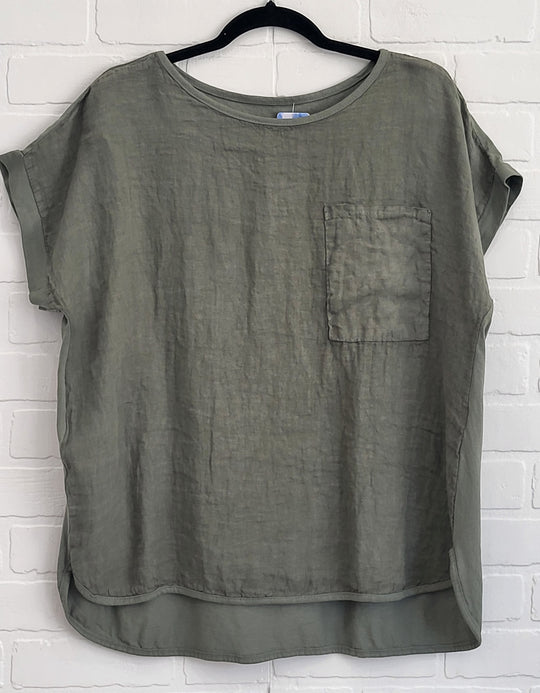 Linen Tee With Pocket