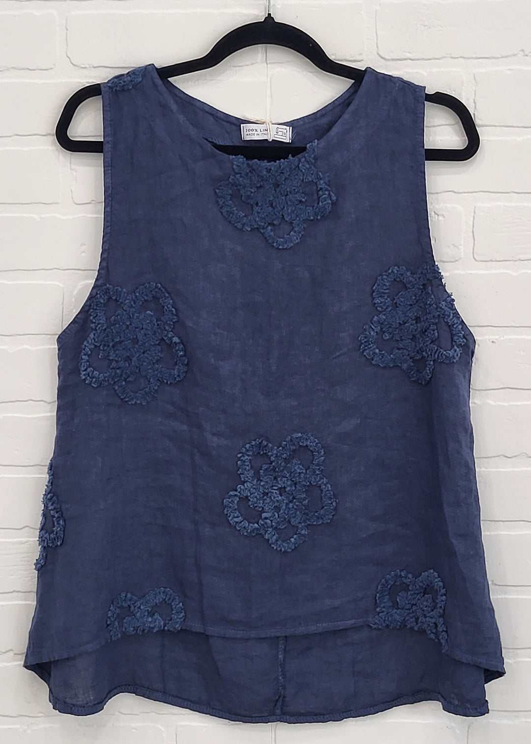 Embroidered Sleeveless Linen Top