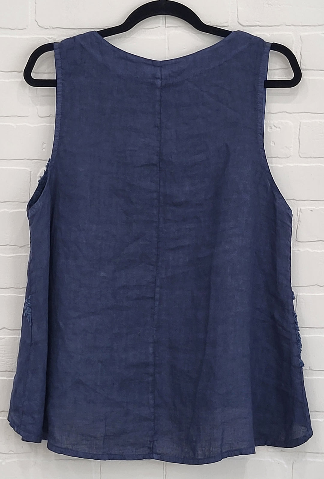 Embroidered Sleeveless Linen Top