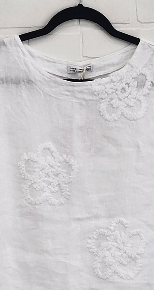 Embroidered Sleeveless Linen Top