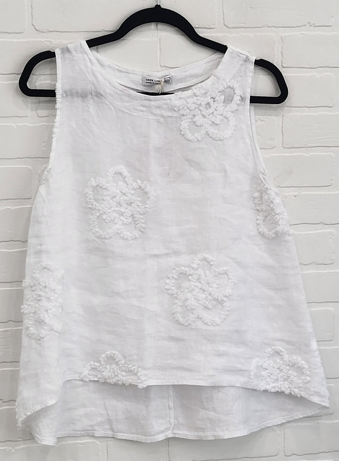 Embroidered Sleeveless Linen Top