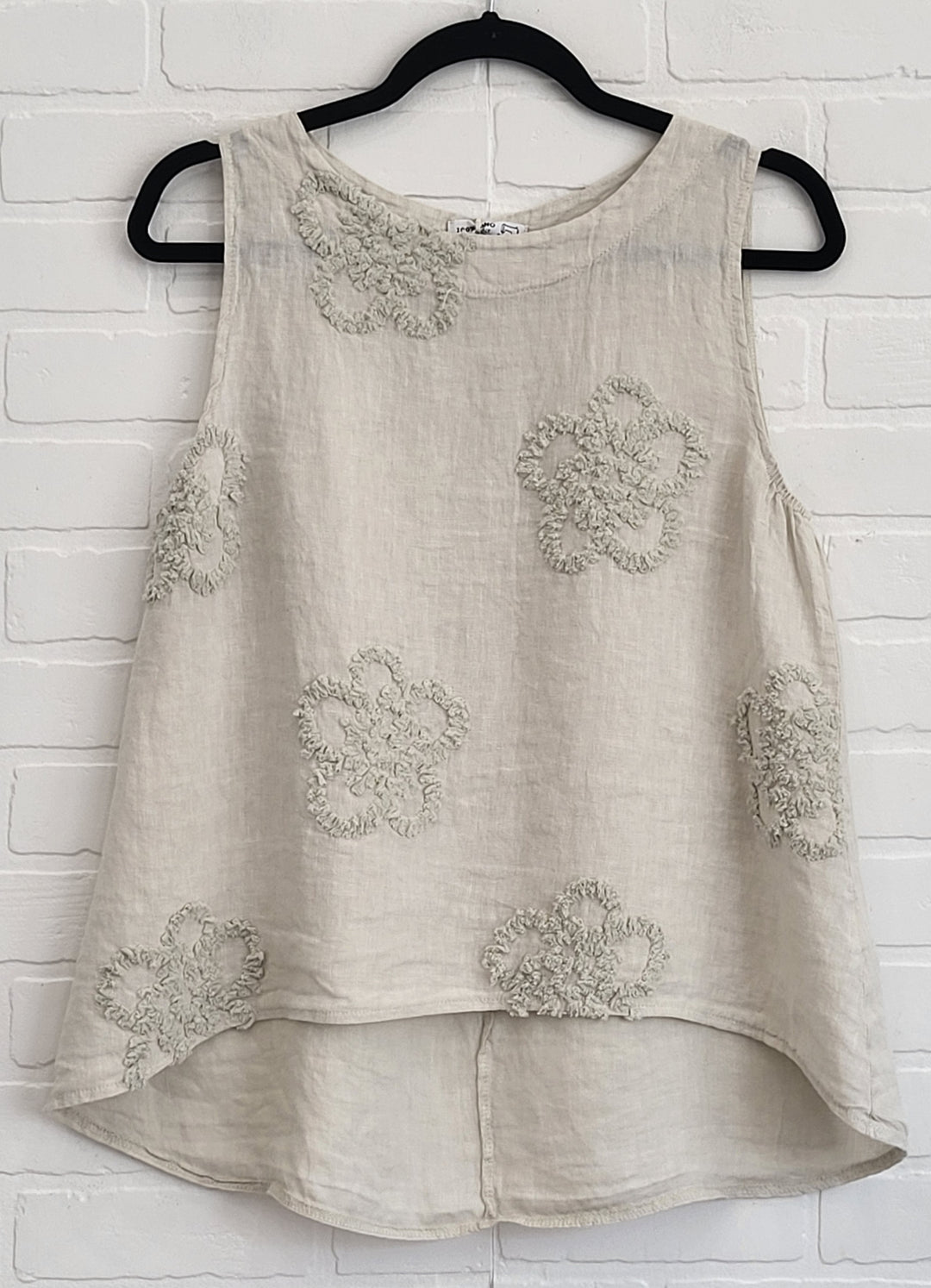 Embroidered Sleeveless Linen Top