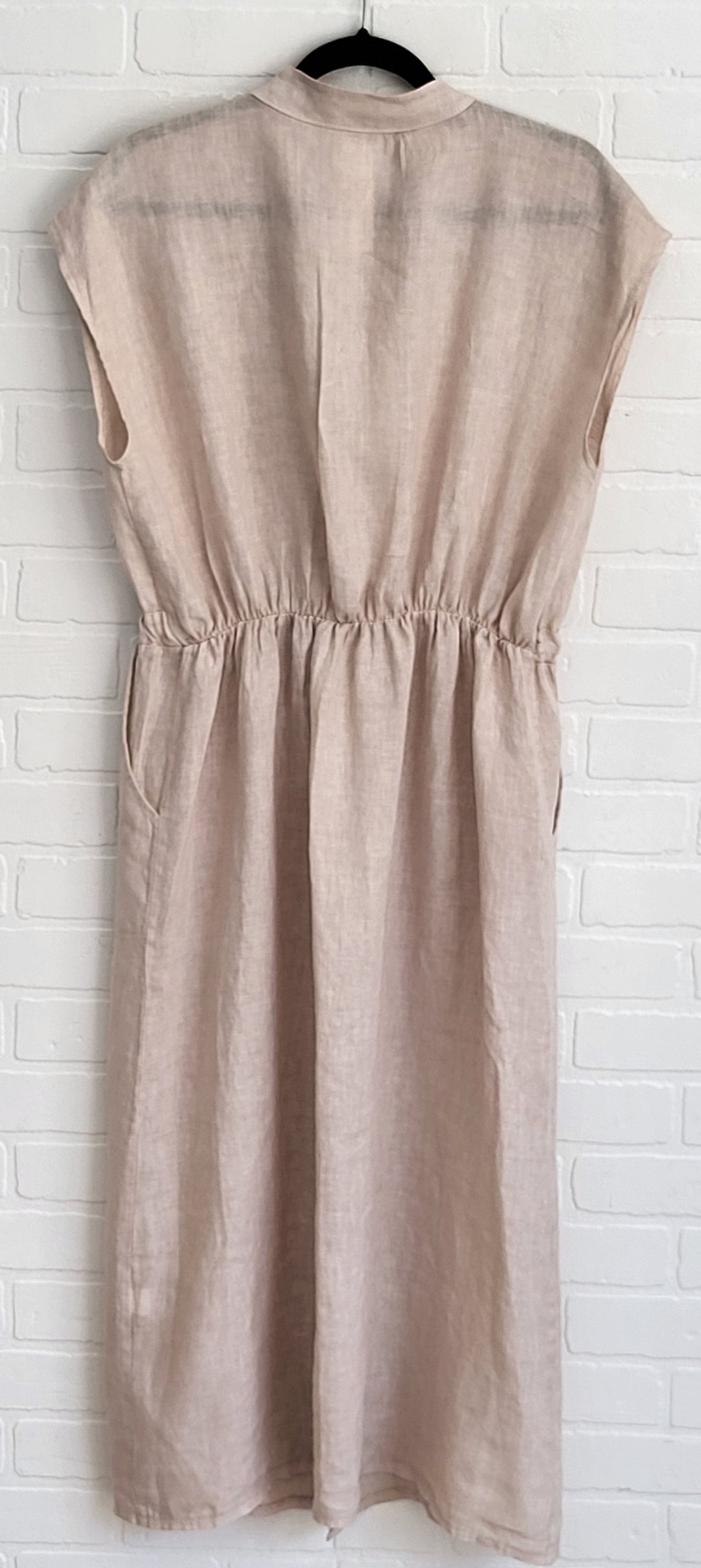 Sleeveless Linen Tie Waist Dress