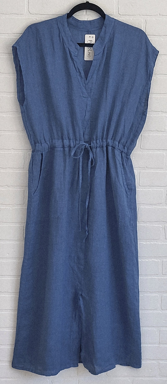 Sleeveless Linen Tie Waist Dress