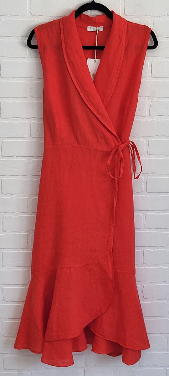 Sleeveless Linen Wrap Dress