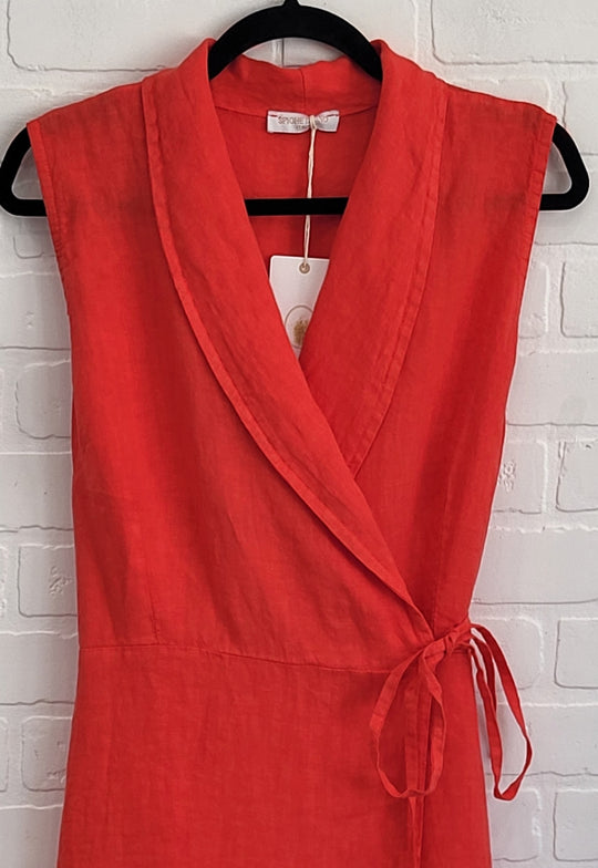 Sleeveless Linen Wrap Dress
