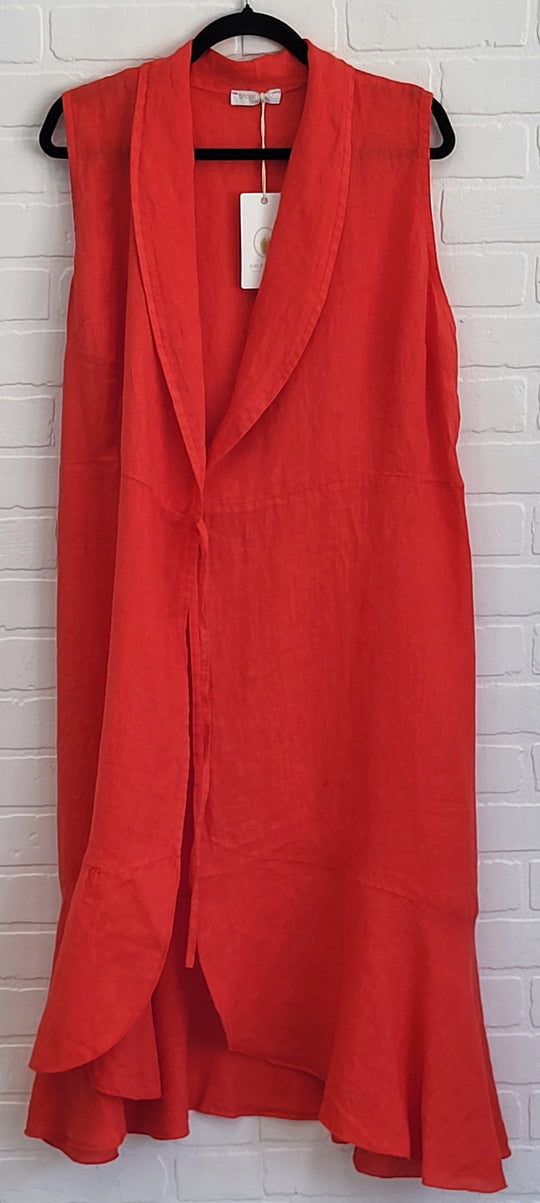 Sleeveless Linen Wrap Dress