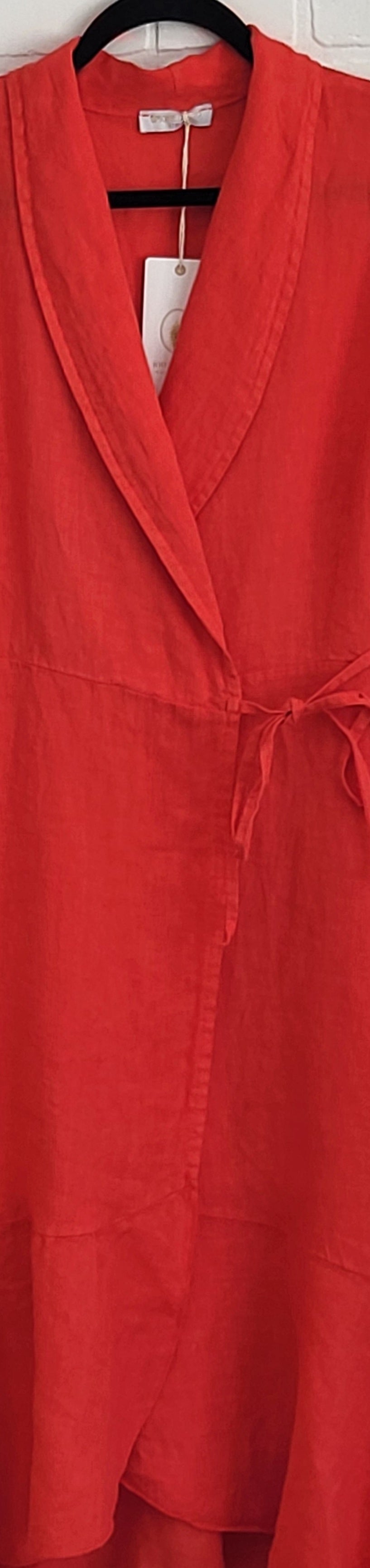 Sleeveless Linen Wrap Dress