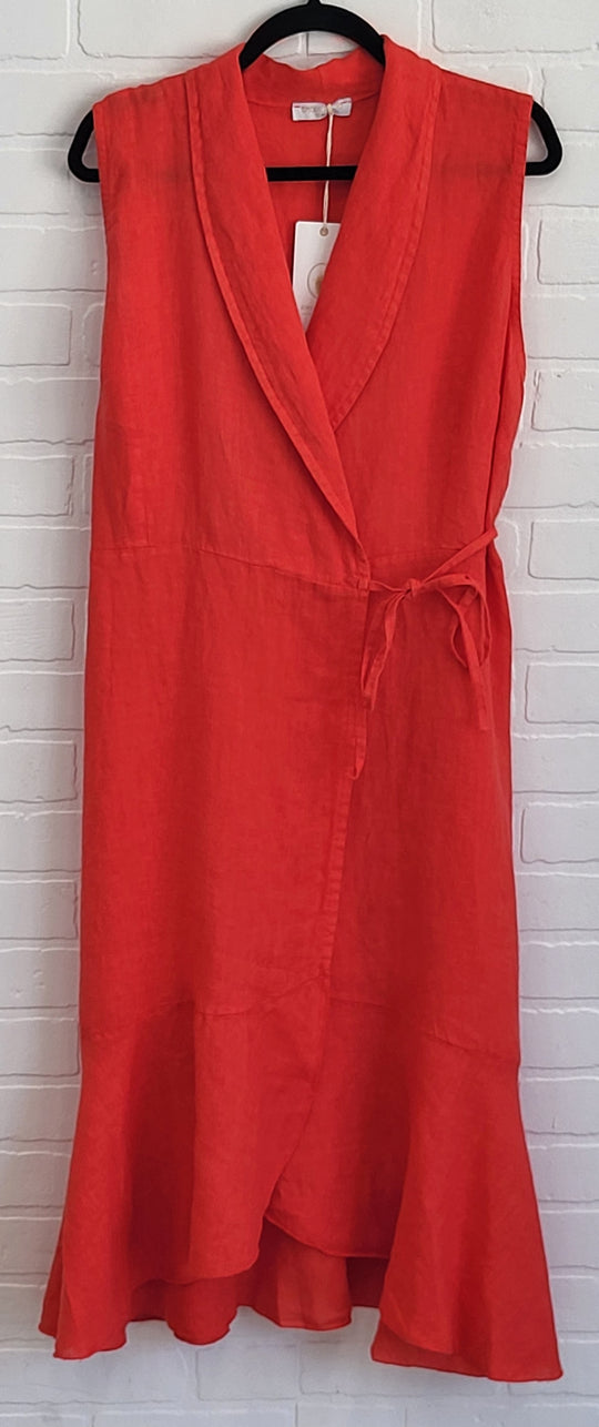 Sleeveless Linen Wrap Dress