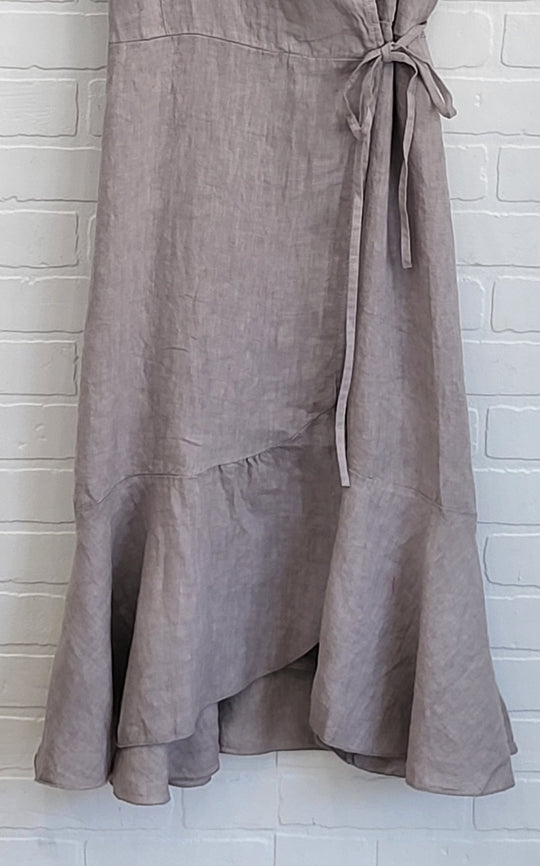 Sleeveless Linen Wrap Dress