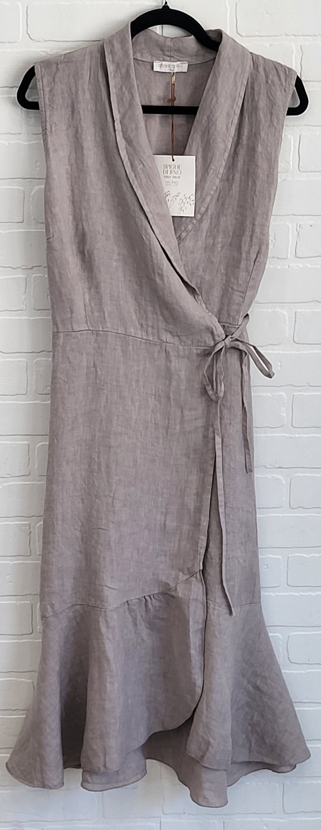 Sleeveless Linen Wrap Dress