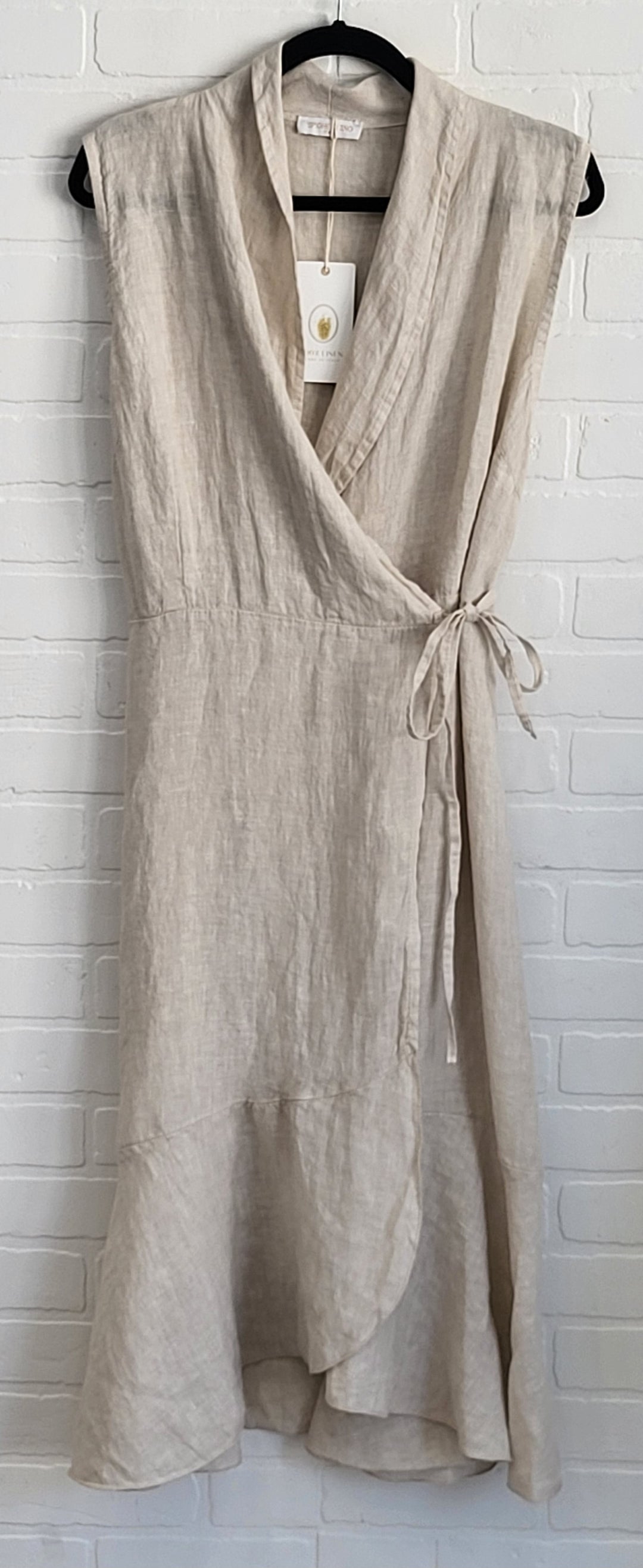 Sleeveless Linen Wrap Dress
