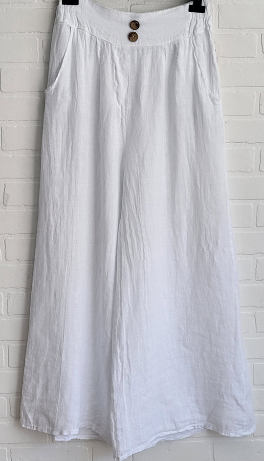 Marina Linen Pants Buttons Details