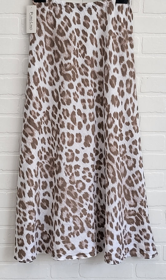 Animal Print Linen Skirt