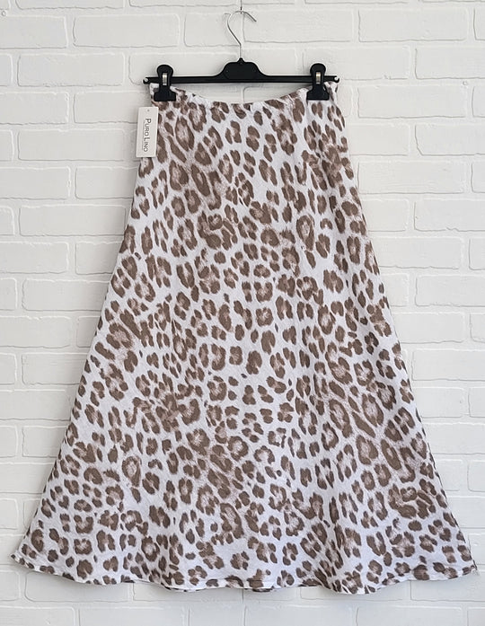 Animal Print Linen Skirt