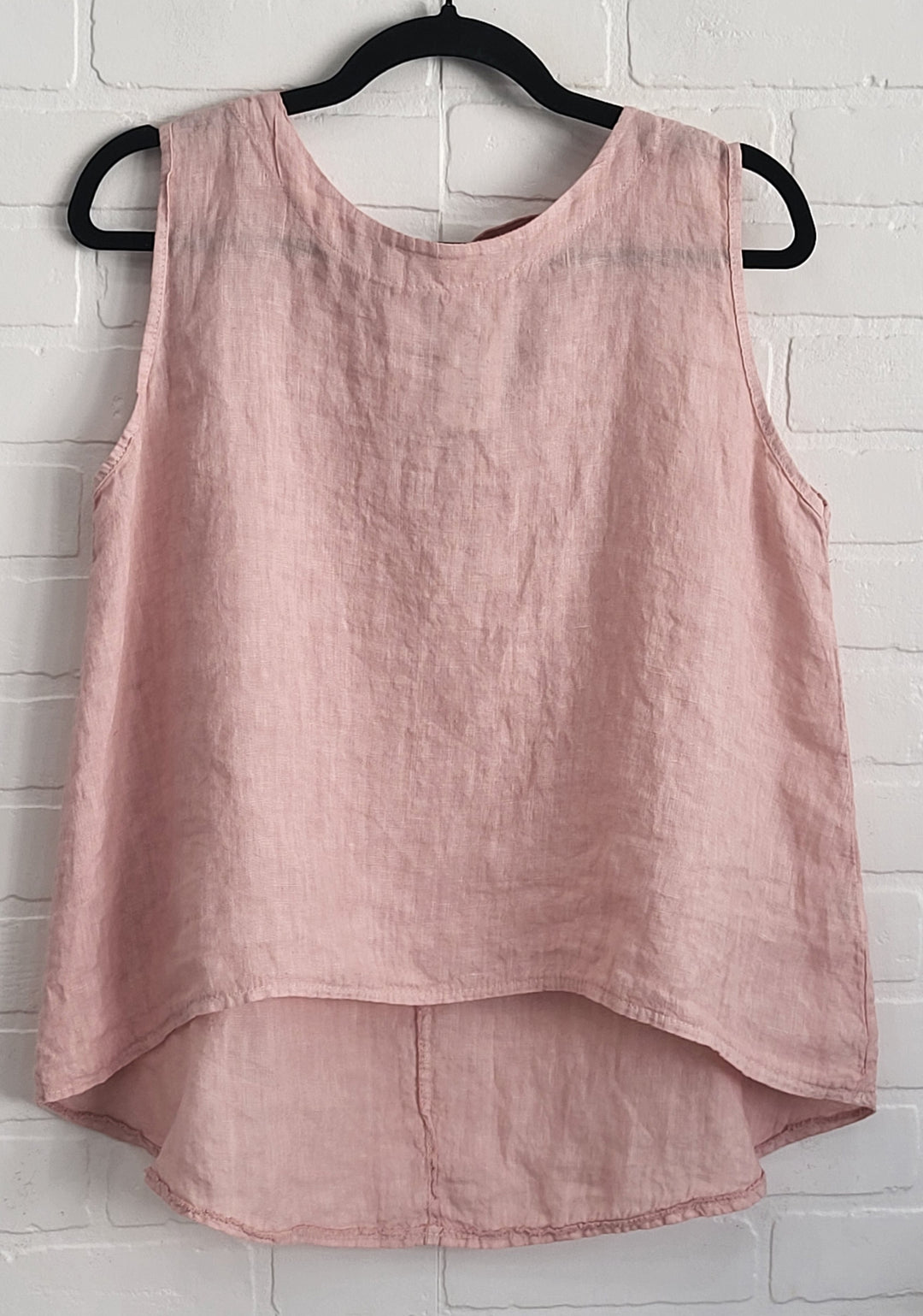 Florence Linen Sleeveless Top with Bow Back