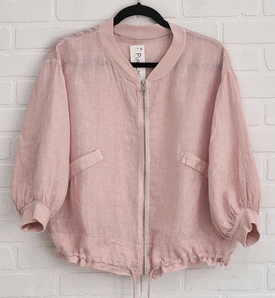 Florence Linen Zip Up Jacket