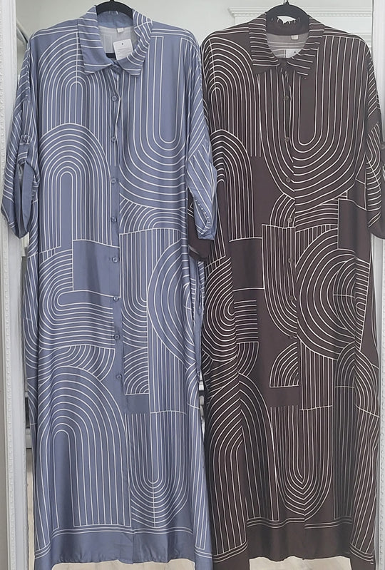Milano Abstract Satin Shirt Dress