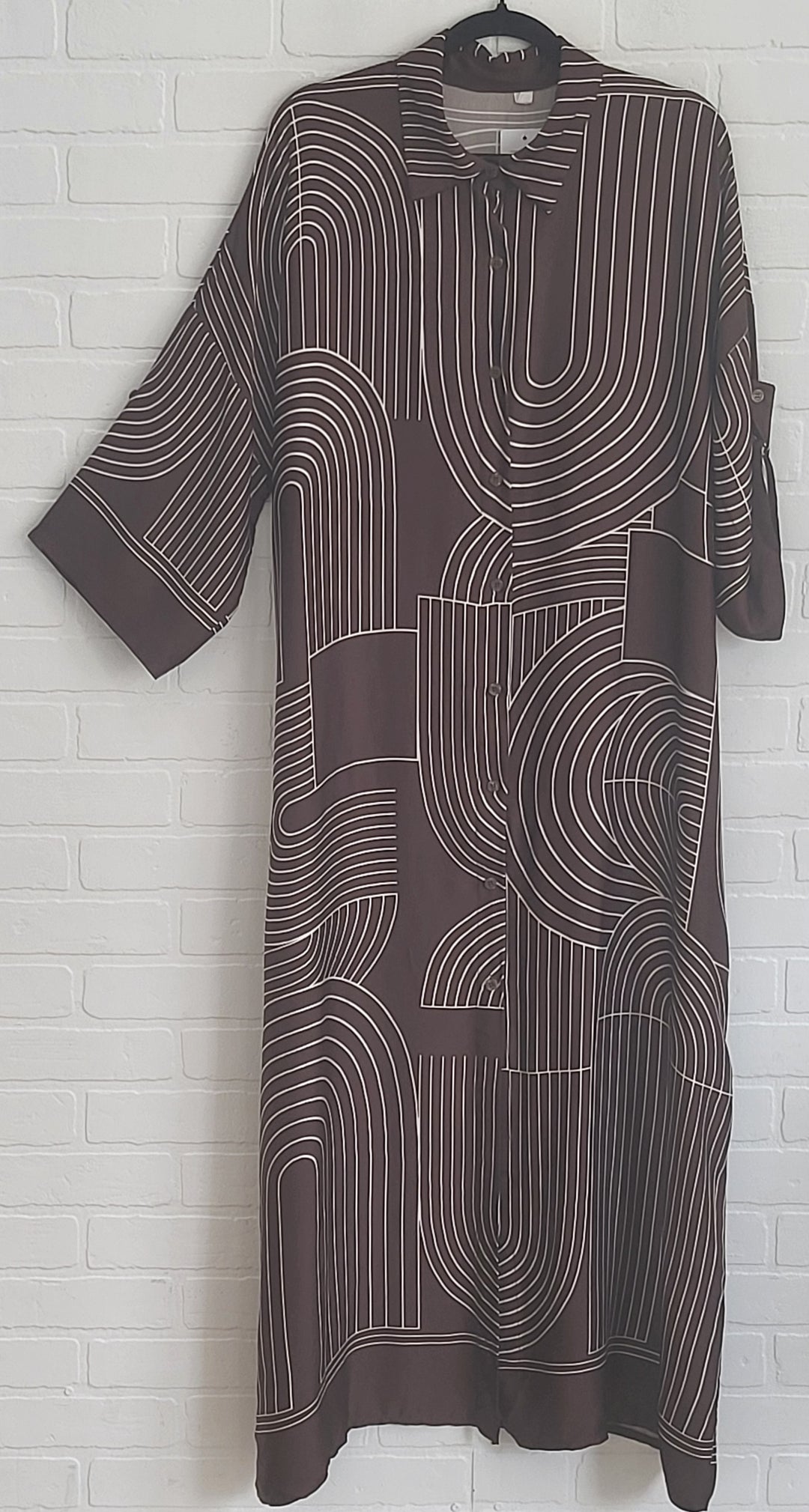 Milano Abstract Satin Shirt Dress