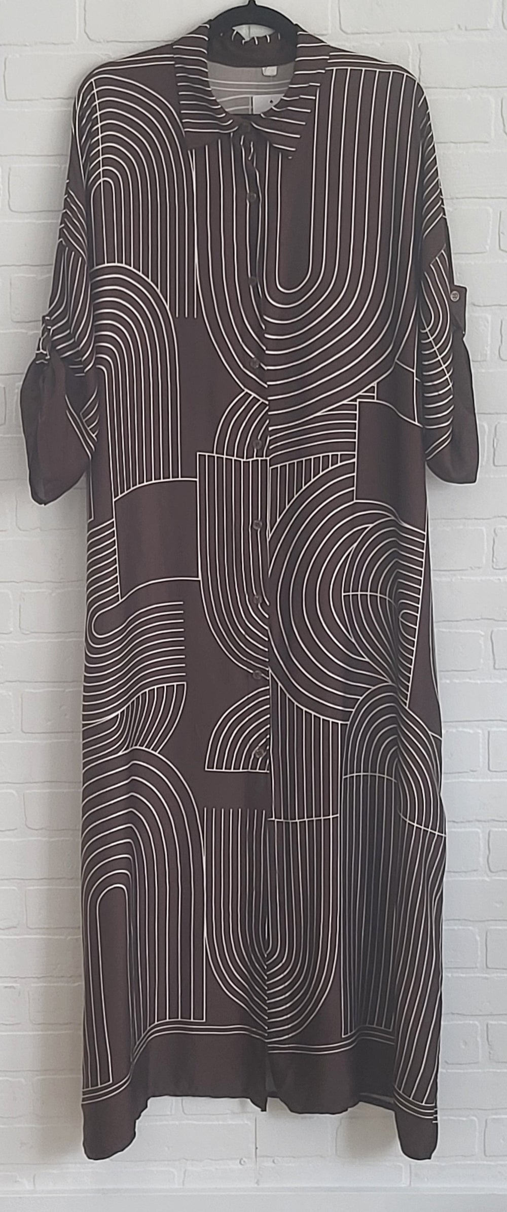 Milano Abstract Satin Shirt Dress
