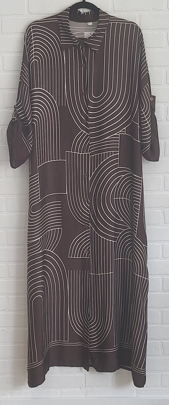 Milano Abstract Satin Shirt Dress