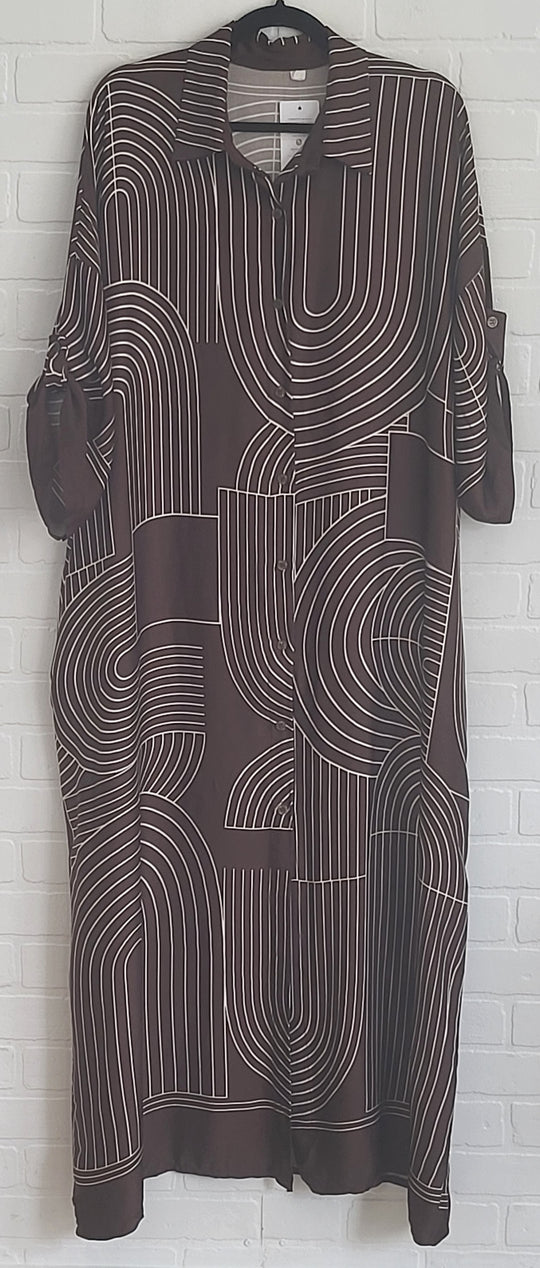 Milano Abstract Satin Shirt Dress