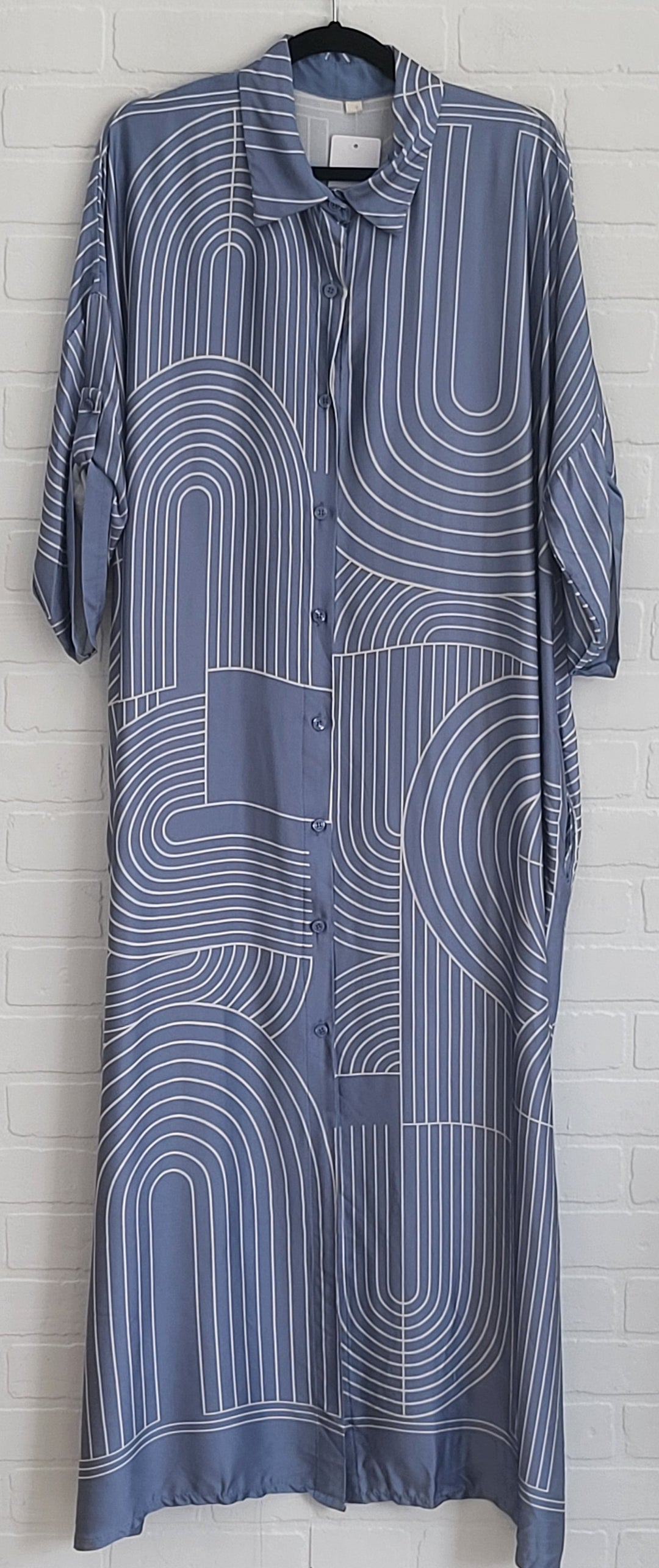 Milano Abstract Satin Shirt Dress
