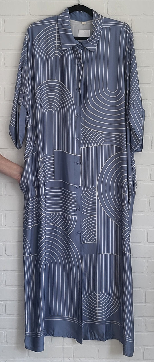 Milano Abstract Satin Shirt Dress