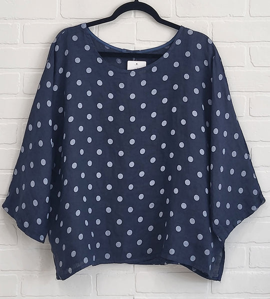 Meli Polka Dot Linen Top