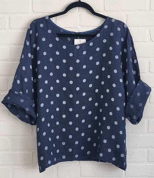 Meli Polka Dot Linen Top