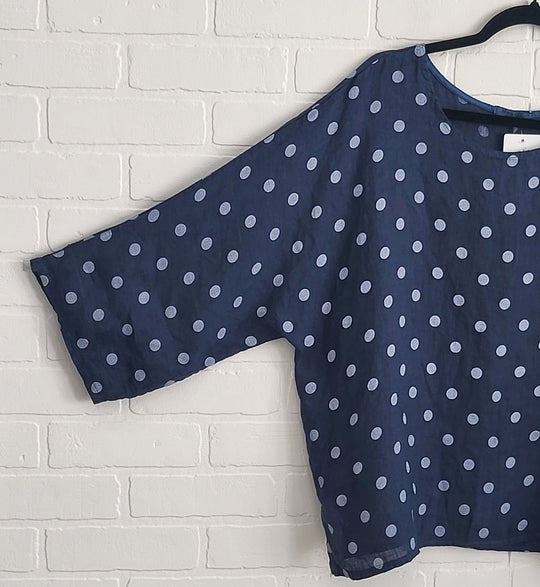 Meli Polka Dot Linen Top