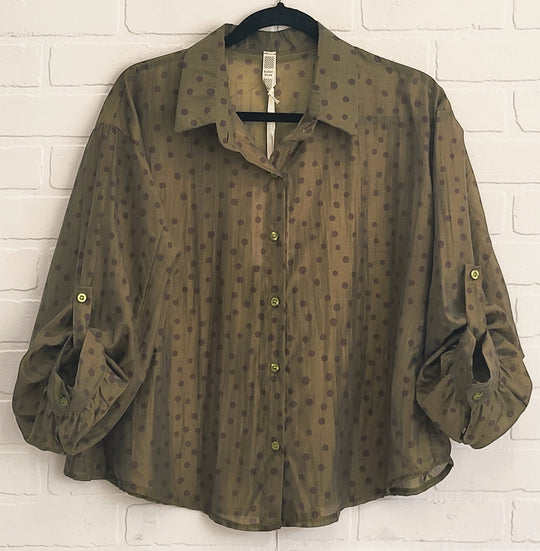 Polka Dot Batwing Blouse by Lamiar