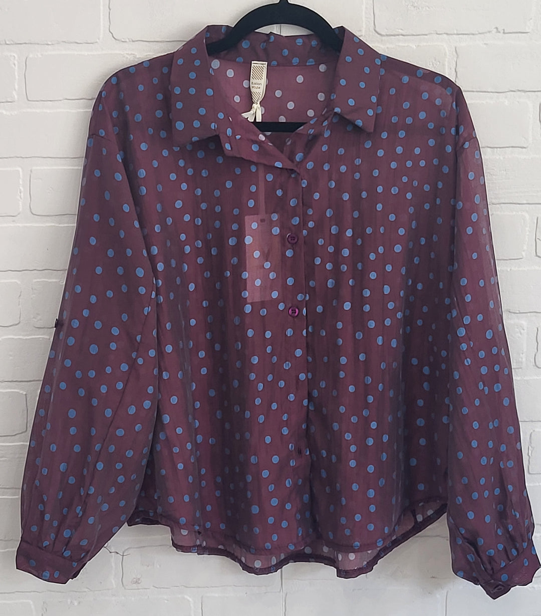 Polka Dot Batwing Blouse by Lamiar