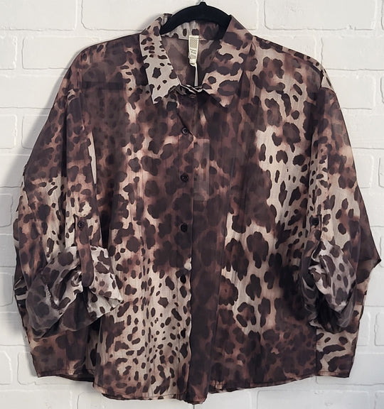 Cheetah Button up Blouse